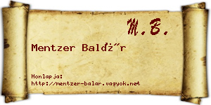 Mentzer Balár névjegykártya